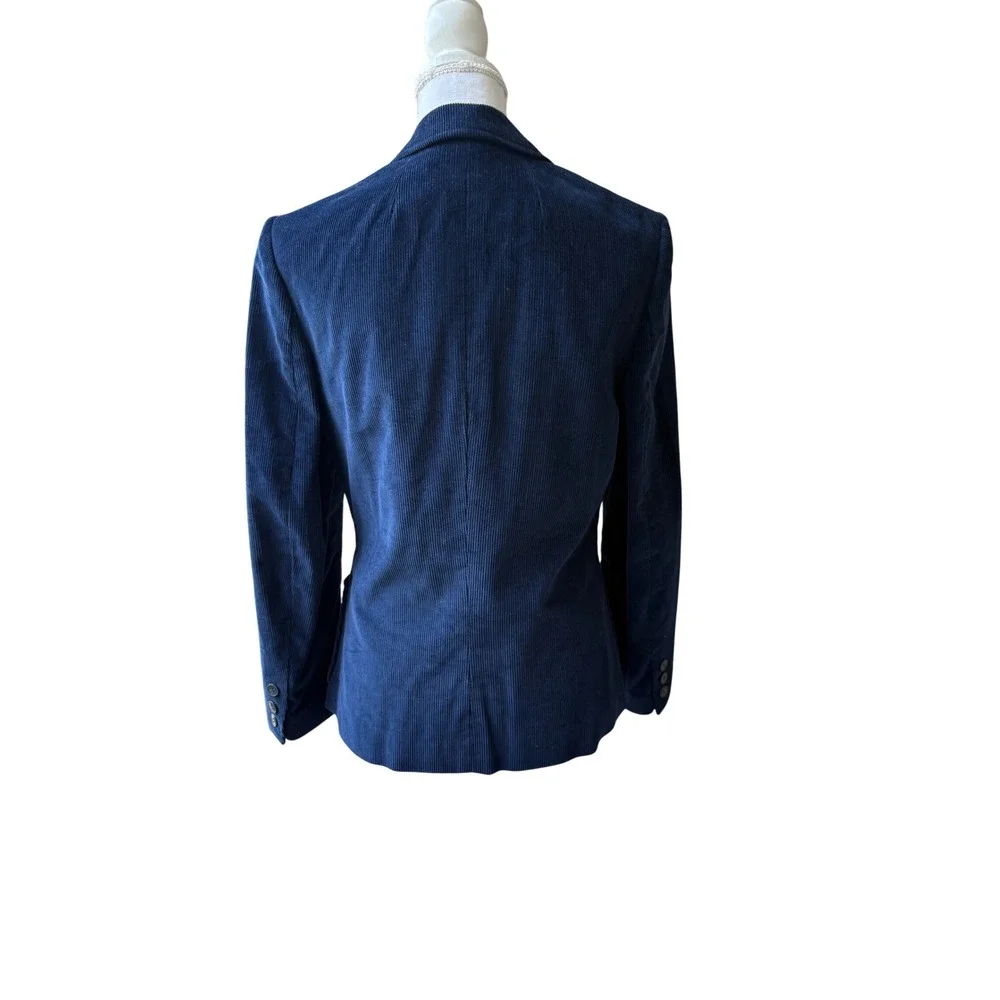Vintage Navy Blue Corduroy Blazer Women's Small Tailored Jacket Preppy Academia
